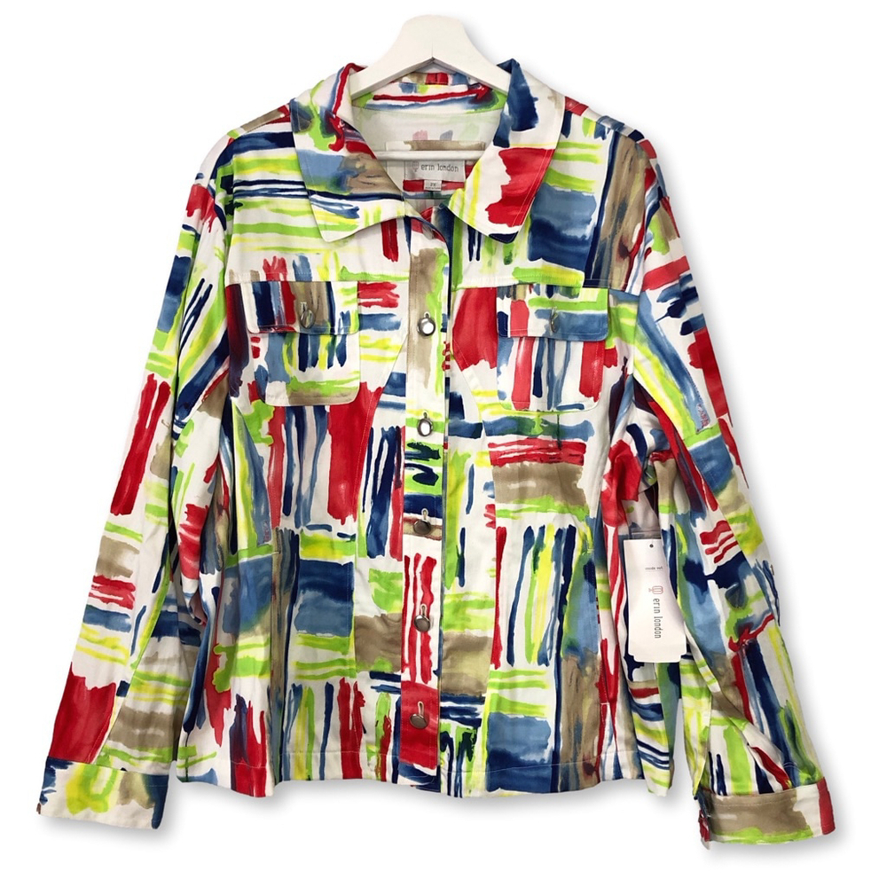 Erin London Multicolor Abstract Print Jacket Size 2X